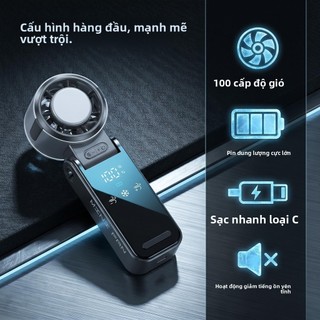 Quạt Turbo siêu cầm tay 2026, Làm mát tức thì, Tuổi thọ pin lâu trôi, Quạt bàn xoay cổ ba trong một