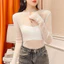 Áo sơ mi đáy gạc nữ VN, thợ may phong cách phương Tây xuyên thấu, chất liệu lụa sáng, có thể mặc với quần áo gạc, phong cách mỏng, tay dài, ren gợi cảm trong suốt.