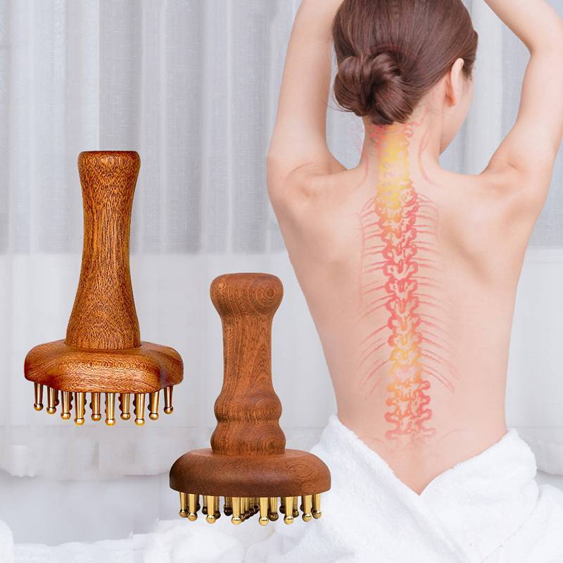 AN.MART Đồng Đầu Massage Gua Sha Lược Tay Cầm Bằng Gỗ Dài Chắc Chắn Kinh Tuyến Điểm Massage Bàn Chải Bền Trung Quốc SPA Gua Sha Dụng Cụ VN