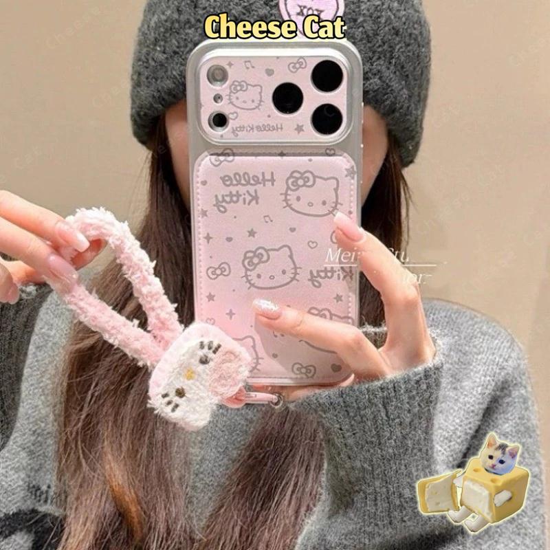 Ốp điện thoại dây nhung + da Miff màu hồng cho iPhone 17 Pro Max lớp nền cho iPhone 16 15 14 13 12 11 XR Xs