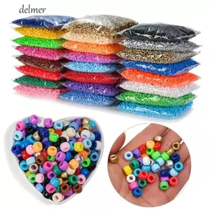 DELMER 100 Cái / bộ Hạt Trang Trí Bím Bẩn, Hạt Lỗ Lớn Nhiều Màu Sắc Bộ Hạt Pony Nhiều Màu Sắc, Đồ Thủ Công 6x9mm Trang Sức Làm Nhẫn Tóc Cầu Vồng Số Lượng Lớn DIY
