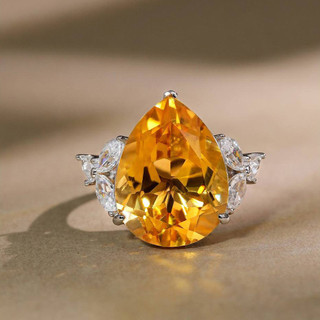 Châu Âu Mỹ ins Phong Cách Mới 15 Carat Vàng Hình Giọt Zircon Mở Nhẫn Nữ