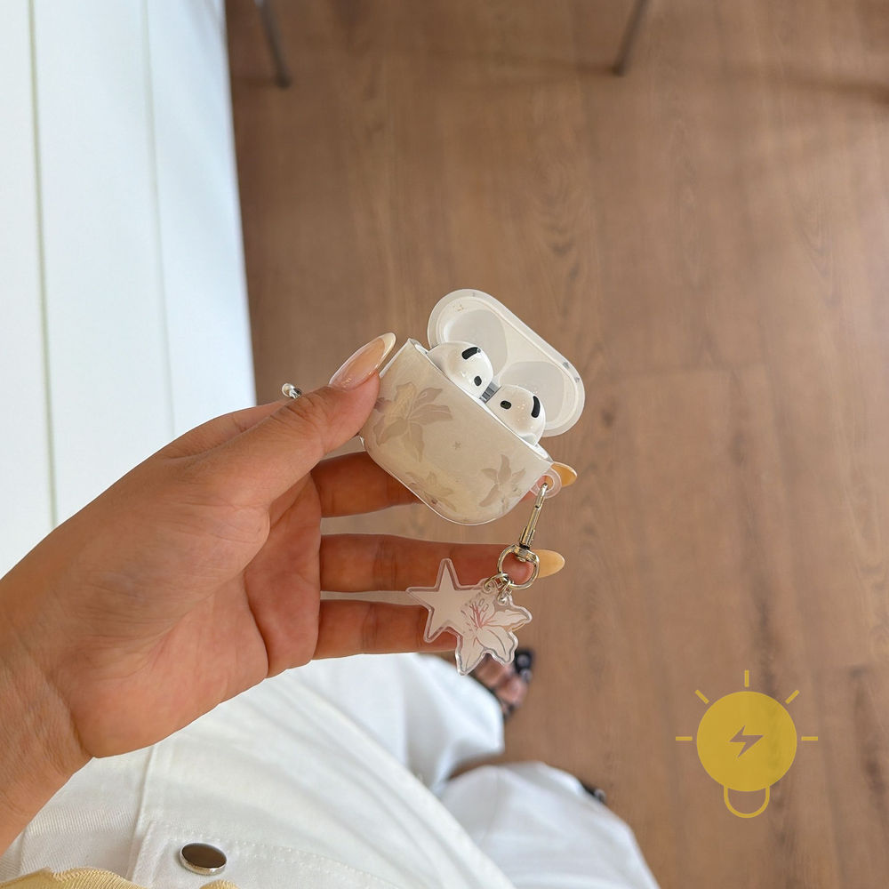 Phone Case For AirPods 4 / Pro3 / Pro2 / Pro / 3 / 2 / 1 TPU Chain Lace Headset Lily Aesthetic Korean Cute