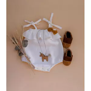 Áo liền quần phong cách sáng tạo cho bé Nhật Bản vải lanh Cotton xù áo liền quần mùa hè