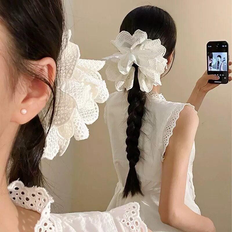 Kẹp tóc hoa ren lớn Hàn Quốc dành cho nữ
