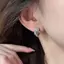 PNPIA- 1 Cặp Trái Tim Hợp Thời Trang Kim Loại Thả Bông Tai Nữ Bé Gái Kim Cương Giả Trái Tim Bông Tai Trang Sức Thời Trang Quà Tặng
