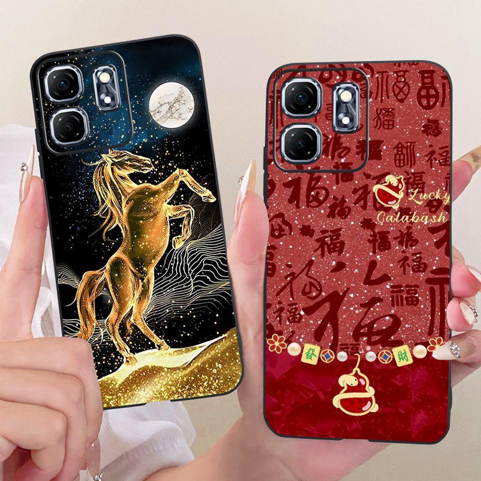 Vỏ Điện Thoại Mềm Màu Đen Cho Infinix Hot 50i 4G Smart 9 9HD Ốp Lưng Hoạt Hình Mát Mẻ Rồng Sư Tử Hổ In Ốp Lưng Silicon