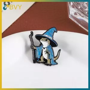 BVY Thằn Lằn Phù Thủy Men Pin Punk Gothic Xanh Động Vật Kim Loại Trâm Cài Trang Trí Bapa Quần Áo Ve Áo Huy Hiệu Trang Sức Ngộ nghĩnh Quà Tặng.