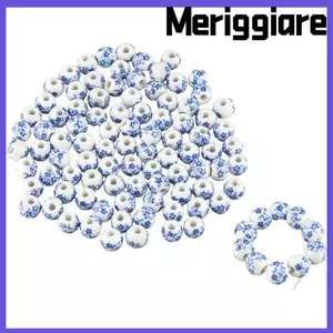 MERIGGIARE 100 Hạt Sứ, Hạt Gốm Sứ 10 Mm, Hoa Handmade 100 Chiếc Hình Tròn Miếng Đệm Hạt DIY Đính Hạt Thủ Công