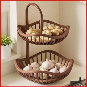 ST2 2 Tầng Hình Sóng Giỏ Trái Cây Đứng Trái Cây Rau Củ Tỏi Gừng Và Thức Ăn Nhẹ Bảo Quản TS2