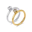 Nhẫn thép không gỉ mạ vàng với zircon, thiết kế vòng cung đẹp mắt, làm từ thép titan siêu mịn