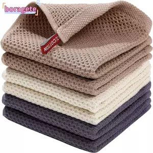 Khăn BORAGETE, Khăn lau bát đĩa khô nhanh, Mềm mại và thấm hút 12 x 12 inch Cotton Rags Kitchen