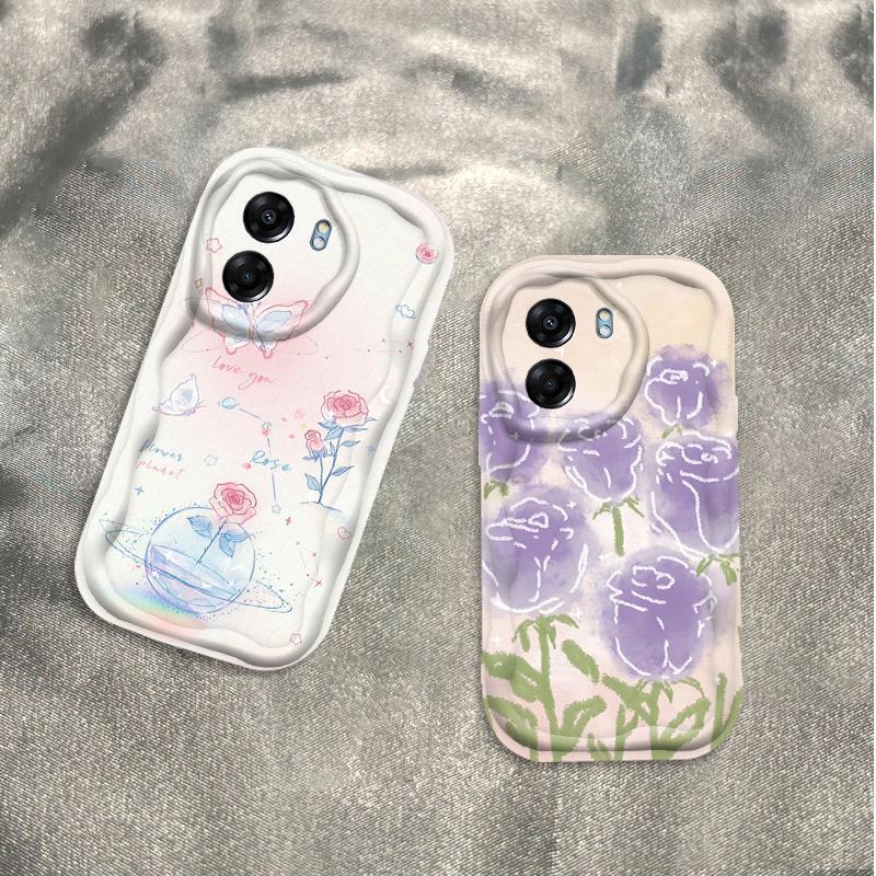 Thích hợp cho OPPO A5X A6 Pro A6X 4G 5G 3D Thẩm Mỹ TPU Mềm Hoa Tím Hoa Hồng Tulip Ins Phong Cách Chống Sốc Ốp Điện Thoại
