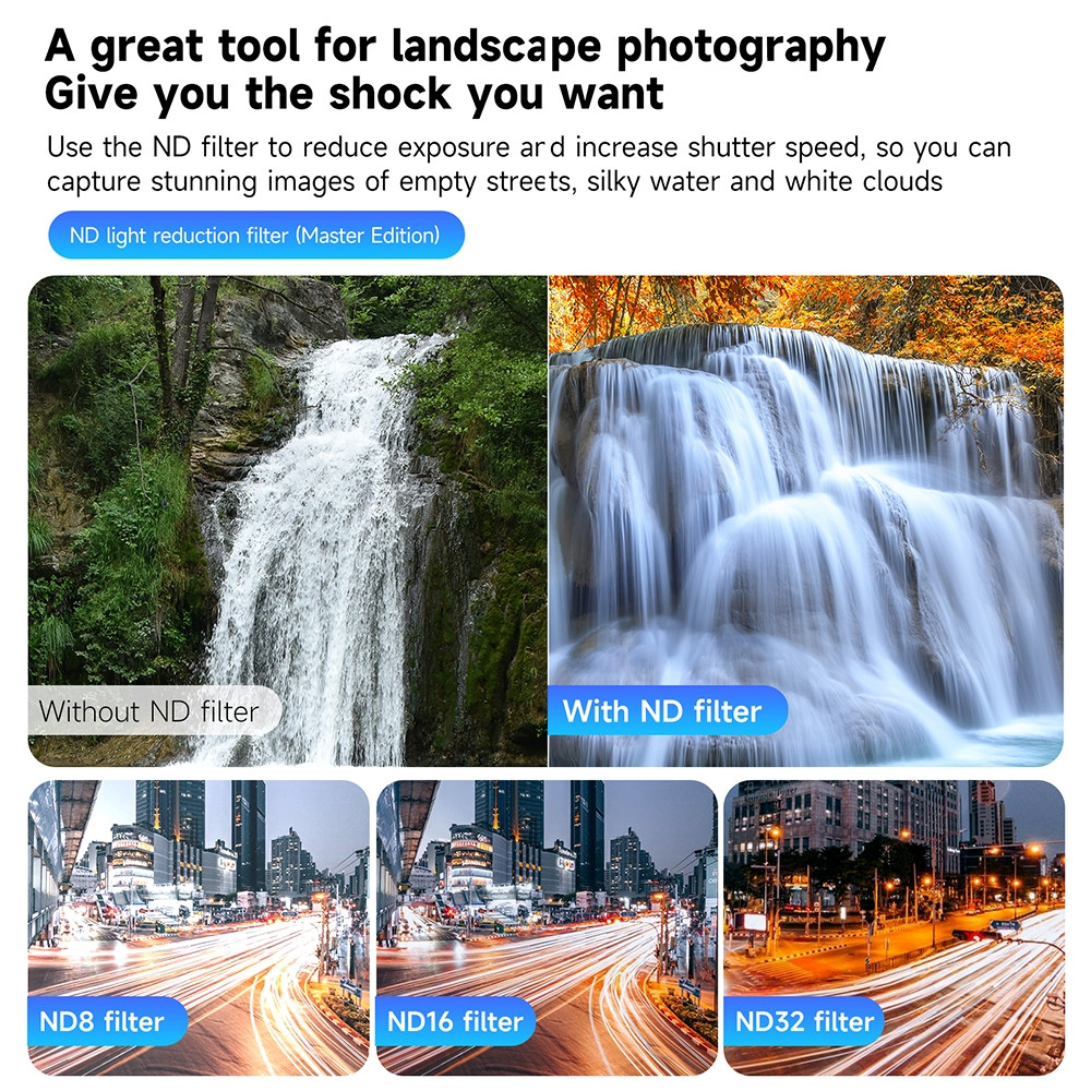 Tương thích với DJI Action 5 Pro 4 3 Phân Cực Đen Mềm 4 / 3 ND8 / 16 / 32 / 64 ND Lens CPL Filter Kit