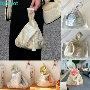 FUHUIOT Tua Rua Nút Thắt Túi Cổ Tay Tính Khí Mặt Dây Chuyền Hoa Thanh Lịch Ngọt Ngào Túi Đựng Mỹ Phẩm Di Động Sườn Xám Phụ Kiện