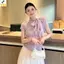 < YEI > Áo thun dệt kim ngắn tay ngọt ngào kiểu Pháp mùa hè dành cho nữ mới