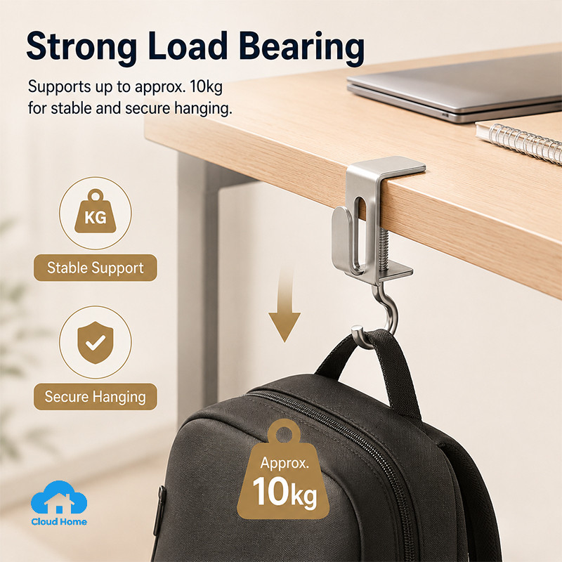 🌤️COD🌤️Móc Đôi Không Đục Lỗ Móc Treo Ba Lô Có Thể Tháo Rời Móc Treo Cạnh Bàn Có Thể Điều Chỉnh 360°