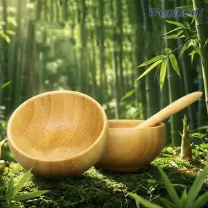 WANYEDI Bát Gỗ, Dụng Cụ Trộn Mỹ Phẩm Tre Sleek, Thẩm Mỹ Mini Size Tự Làm Thìa Tre Thìa Trộn Mỹ Phẩm