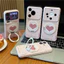 Ốp lưng iPhone chấm bi hình trái tim hồng có chân đế xoay iP - 11/12/13/14/15/16/17/Plus/Air/Pro/Max