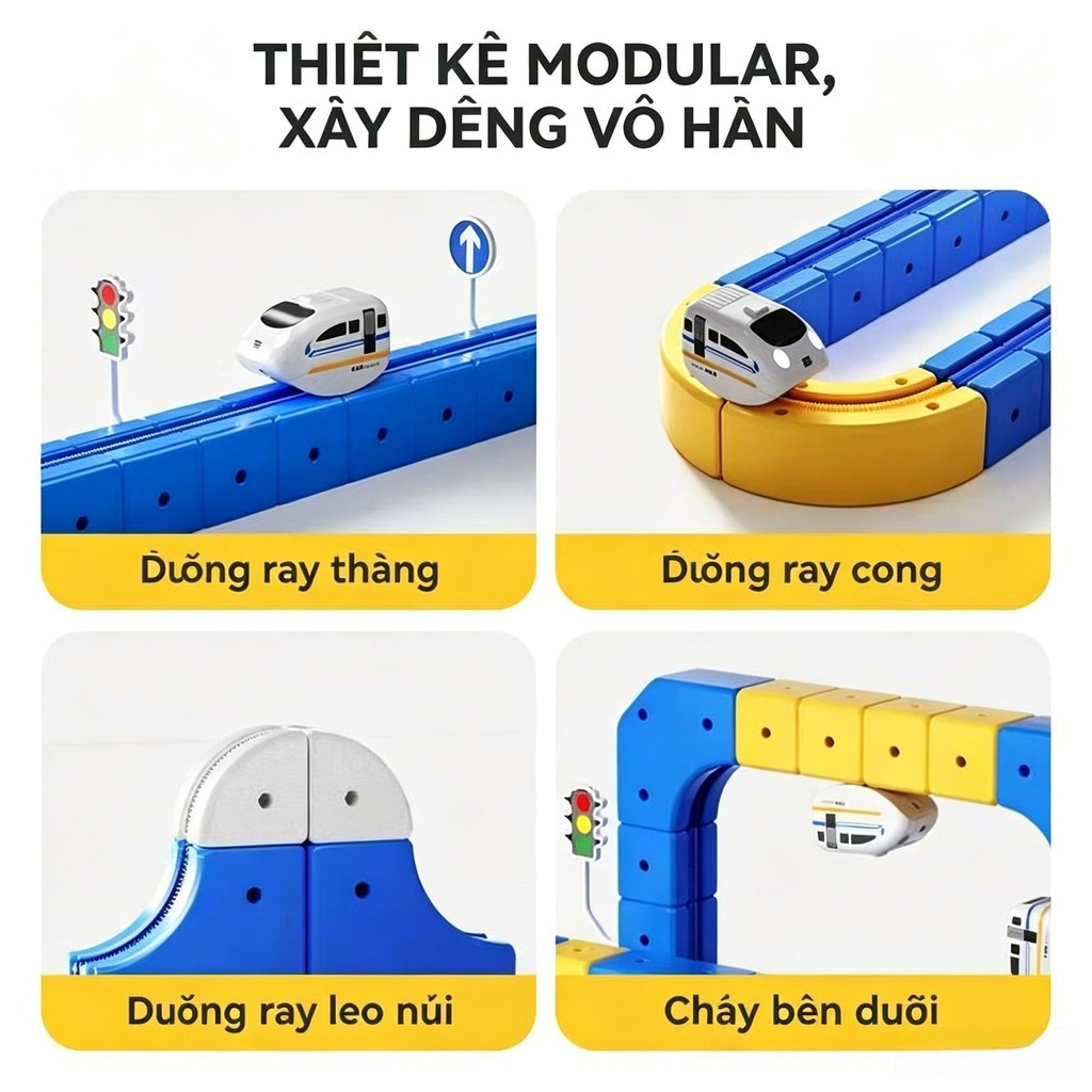 【🇻🇳Có sẵn kho】Bộ khối xây dựng theo dõi từ tính nổi DIY Bộ treo điện chống trọng lực Đường sắt Đồ chơi STEM | Đường ray xe lửa lắp ráp ma thuật 3D