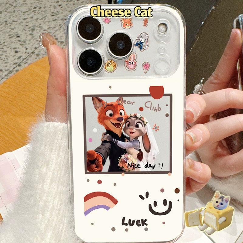 cho Zootopi Ốp điện thoại bảo vệ toàn diện ống kính Fox Rabbit cho iPhone 13 14 Xs XR 11 12 15 Plus 16 12 11 17 Pro Max