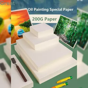 GREA 50 Tờ / bộ Giấy đặc biệt Pastel Dầu, Giấy vẽ sơn dầu dày vuông 200g, Giấy vẽ trống đa kích thước chất lượng cao Graffiti màu nặng