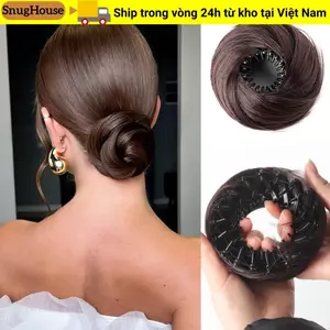 SNUGHOUSE Kẹp Tóc Bun, Vòng Tròn Co Giãn Kẹp Tóc Tổng Hợp Phần Mở Rộng Tóc, Phần Mở Rộng Tóc Kết Cấu Thẳng Mini Lộn Xộn Donut Updo Phong Cách Updo