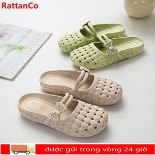 Giày RATTANCO Baotou, Dép nữ đế mềm chống trượt, Dép đi biển PVC phẳng thoáng khí