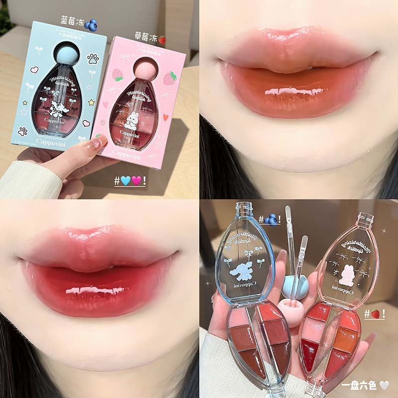 CAPPUVINI [Son bóng gương 6 màu] – Hiệu ứng môi thủy tinh, căng mọng, giá sv, makeup tự nhiên