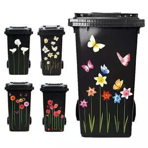 SWEET Hoa Thùng Rác Có Thể Stiers Daisy Lily Bánh Xe Rác Có Thể Stier Tự Dính PVC Đề Can Chống Thấm Nước Trang Trí Stier Trang Trí Tường n