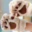 Tweeduj Đáng Yêu Sang Trọng Mèo Móng Vuốt Paw Găng Tay Sang Trọng Ấm Áp Mềm Mại Sang Trọng Ngắn Ngón Lông Tơ Gấu Găng Tay Trang Phục Găng Tay Nửa Ngón VN