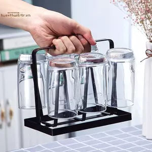 TRTR Chai Thép Cốc Treo Sấy Ra 6 Móc Sắp Xếp Cho Hộp Đựng Kính Uống Có Đầu Cao Su Bảo Vệ Móc VN