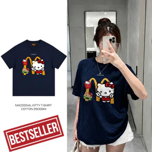 （Giao hàng 24h）Angela Áo Hello Kitty Cute Macdonald Chất Cotton 220gsm Co Giãn 2 Chiều Đứng