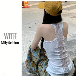 Milyfashion Ren Khâu Rỗng Không Tay Hình Chữ I Áo Mùa Hè Phong Cách Mới Slim-fit Ôm Hơn Nhìn Phù Hợp Với Hàng Đầu Y2K VTBG