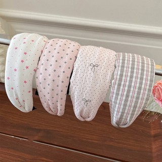 Kovoi / Pink Polka Dot Star Băng đô vành rộng phong cách lười biếng Đầu bọc tóc Seam Headband Phụ kiện tóc phù hợp hàng ngày