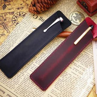 Hộp đựng bút đài phun nước cổ điển đơn giản Handmade Crazy Horse Cowhide Made