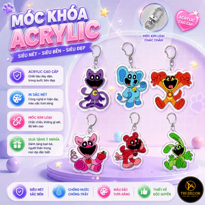 Trò Chơi Poppy Giờ Chơi 3 Mỉm Cười Critters Hoạt Hình Catnap Ngoại Vi Acrylic Móc Chìa Khóa Dây