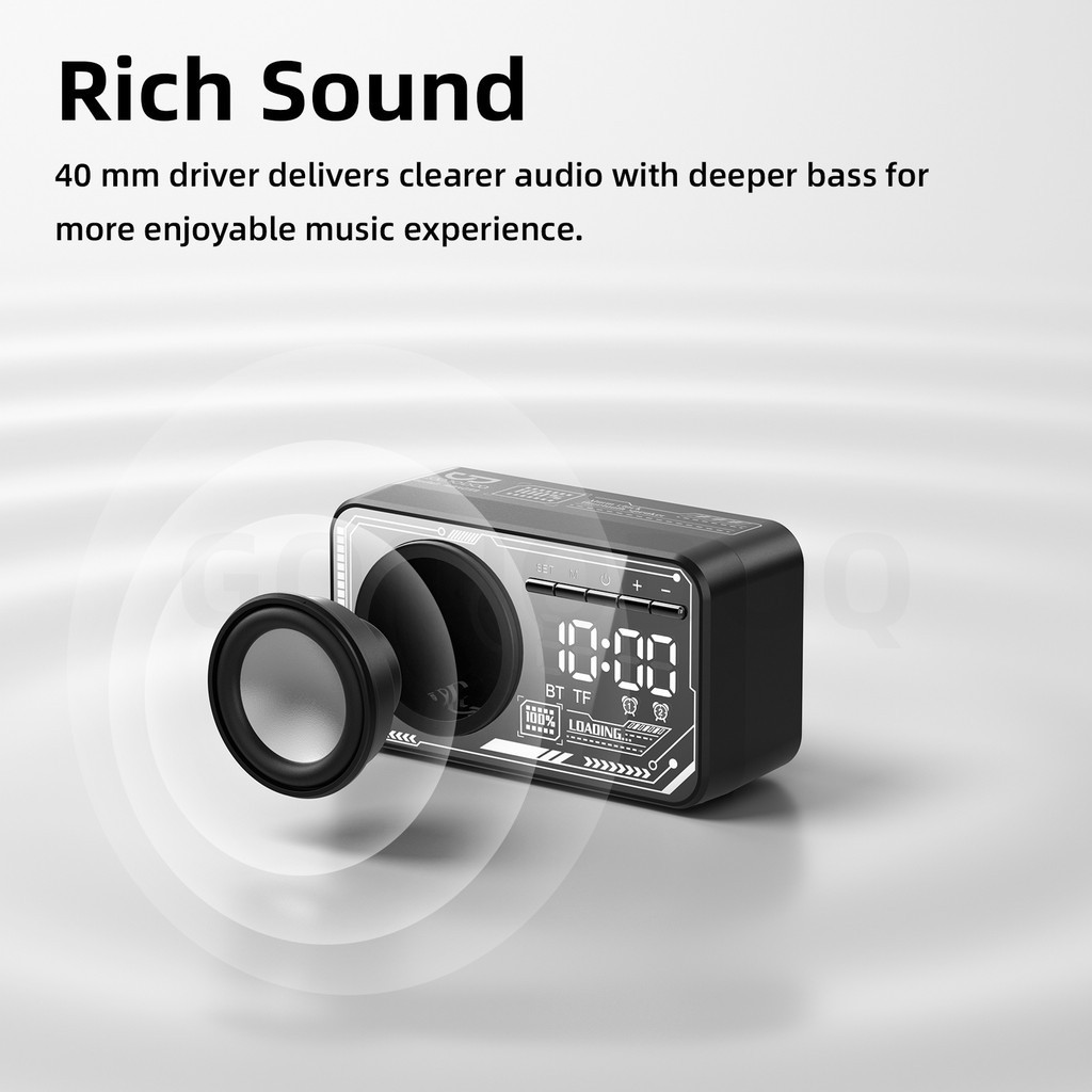 Đồng hồ báo thức GOOJODOQ Loa Bluetooth Màn hình rõ ràng & Báo động kép Phát lại linh hoạt âm thanh nổiTWS | BigBuy360 - bigbuy360.vn