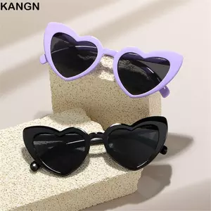 Kính râm hình trái tim hồng KANGN, Kính râm hình trái tim hợp thời trang không đều, Kính mắt thời trang cổ điển chống tia cực tím dễ thương cho bữa tiệc, bóng và đạo cụ chụp ảnh cho nữ