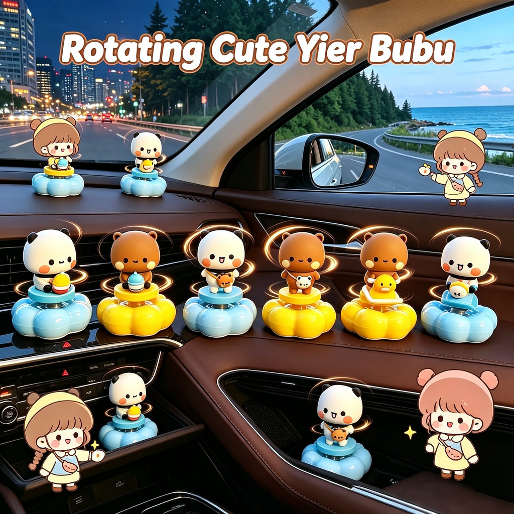 360° Xoay Được 2 Cặp Đôi Gấu Trúc Gấu Bubu Dudu Xe Trung Tâm Bảng Điều Khiển Trang Trí Xe Gắn Đồ Trang Trí Bàn Trang Trí Phụ Kiện