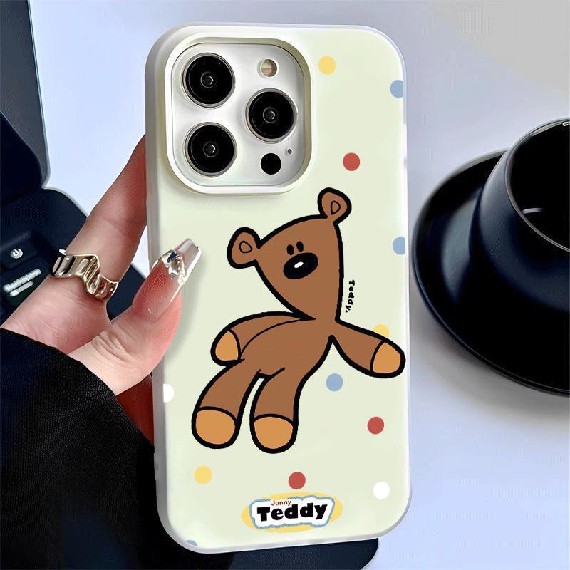 Màu chấm nâu gấu cho trường hợp iPhone 17promax 161514plus 2 trong 1 Jelly Shell131211pro