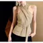 Phong cách gợi cảm Sweet Hot Girl Cross Halter Áo yếm Thiết kế quần áo nữ Cảm giác khổng lồ Tay áo eo hẹp có dây buộc đẹp mắt