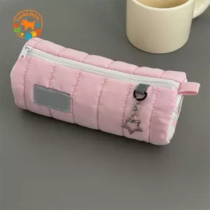 CANAMEK Khăn Hồng Cuộn Hộp Đựng Bút Chì Kawaii Mềm Bút Bảo Quản Túi Đựng Mỹ Phẩm Hoạt Hình Dung Tích Lớn Sinh Viên Văn Phòng Phẩm Đồ Dùng Học Tập CSF