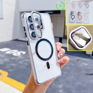 Nắp ống kính từ tính Vỏ điện thoại trong suốt cho Samsung Galaxy S26 S25 S24 Ultra Plus S25 FE A57 A56 A26 A36 Ốp lưng có đế ống kính