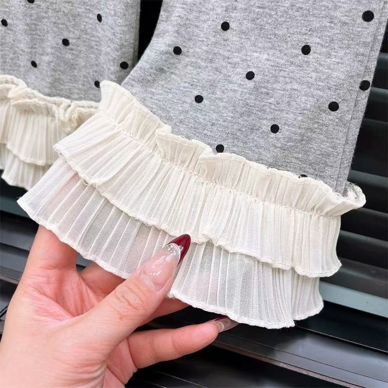 Tất Cả Trận Đấu Bé Gái loe Quần Chấm Bi Mùa Xuân Mùa Thu Phong Cách 90-140 Kích Thước V3KD