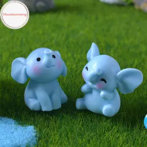 Hodou Hoạt Hình Dễ Thương Voi Xanh Micro Phong Cảnh Máy Tính Để Bàn Đồ Trang Trí Mini Voi DIY Tiện Ích Nhà Các Bức Tượng Tượng Tượng VN