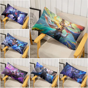 Vỏ gối MLBB Mobile Legends, Vỏ gối Polyester hình chữ nhật một mặt, Máy giặt được, Thích hợp để trang trí phòng khách giường Sofa (Không bao gồm lõi)
