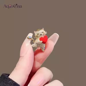 AqToCna Giữ Trái Tim Mèo Thổ Cẩm Chân Nữ Dễ Thương Kim Cương Giả Thú Cưng Động Vật Quần Áo Cổ Thổ Cẩm Huy Hiệu Quà Tặng AqToCna
