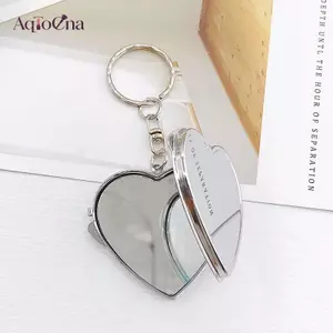 AqToCna Thời Trang Hai Mặt Trái Tim Gương Mặt Dây Chuyền Dành Cho Nữ Cô Gái Sáng Tạo Cá Tính Hai Mặt Gấp Mini Mỹ Phẩm Gương Quà Tặng AqToCna