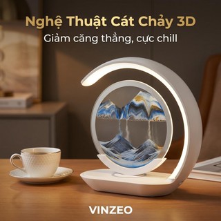 [Bảo Hành 1 Đổi 1] [VINZEO] Đèn Ngủ Tranh Cát Chảy 3D - Sạc Không Dây Thông Minh, Quà Tặng Sang Trọng, Decor Phòng Ngủ